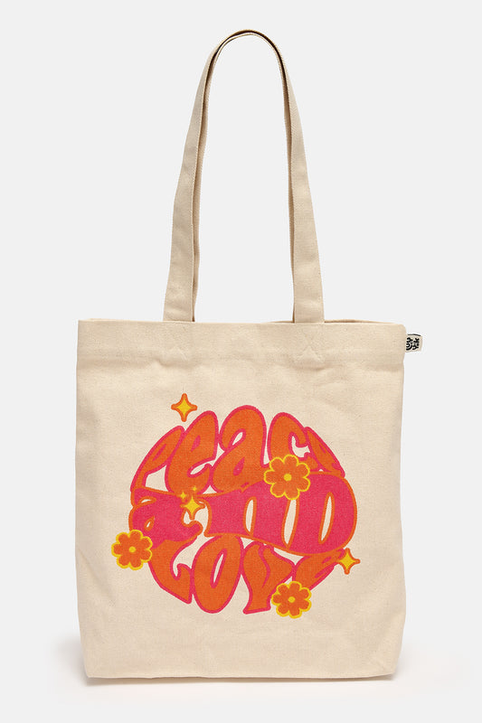 Cotton Tote Bag in Peace and Love