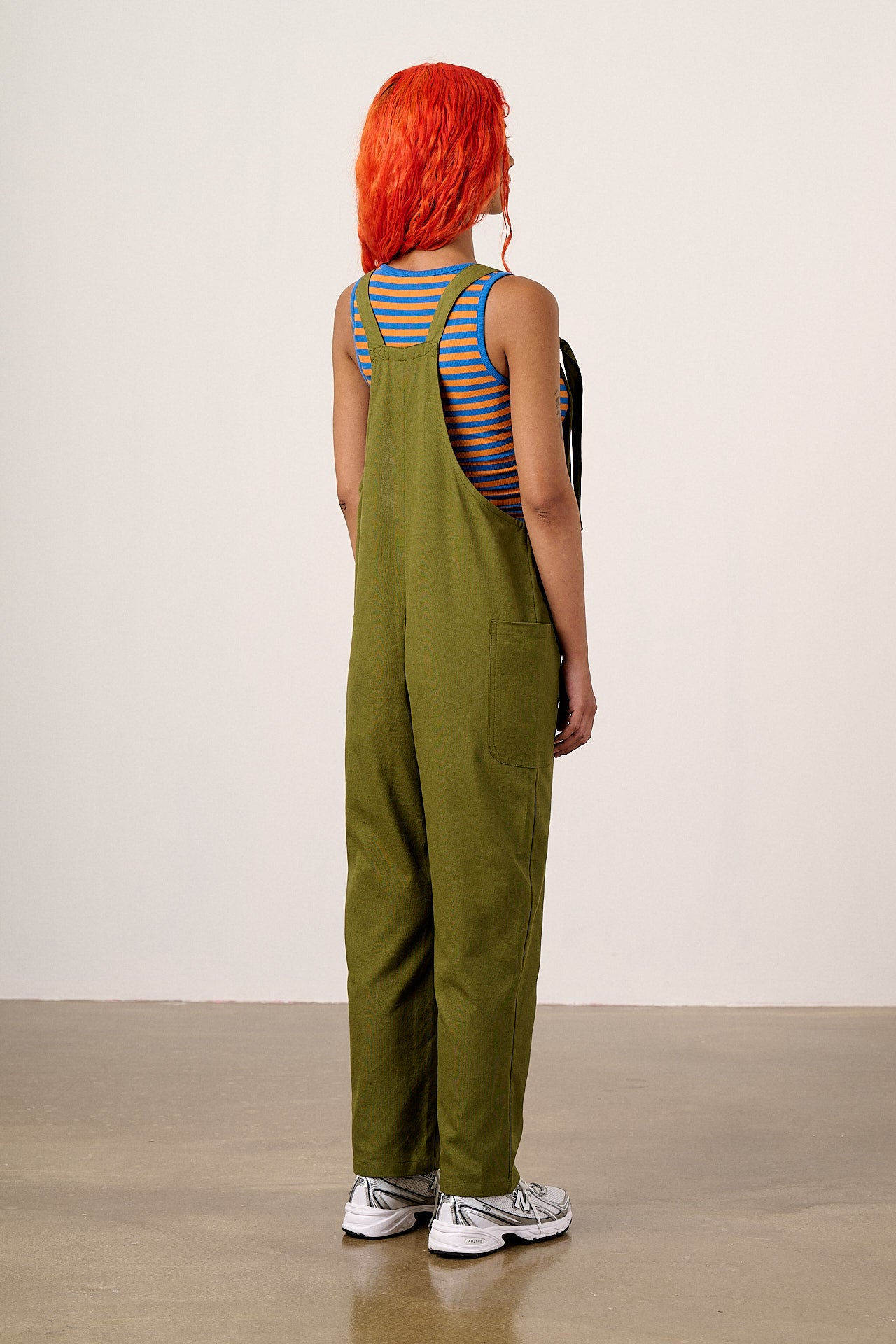 Una - Cotton Dungarees in Khaki Green