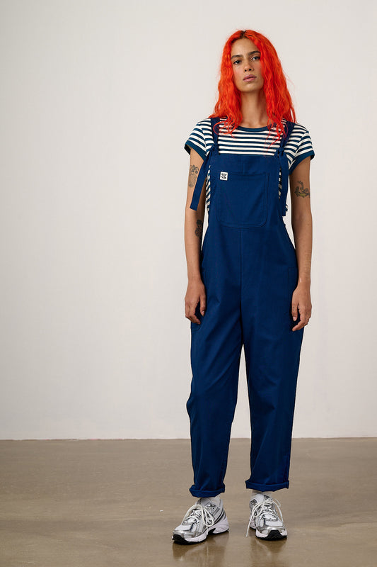 Una - Cotton Dungarees in Navy