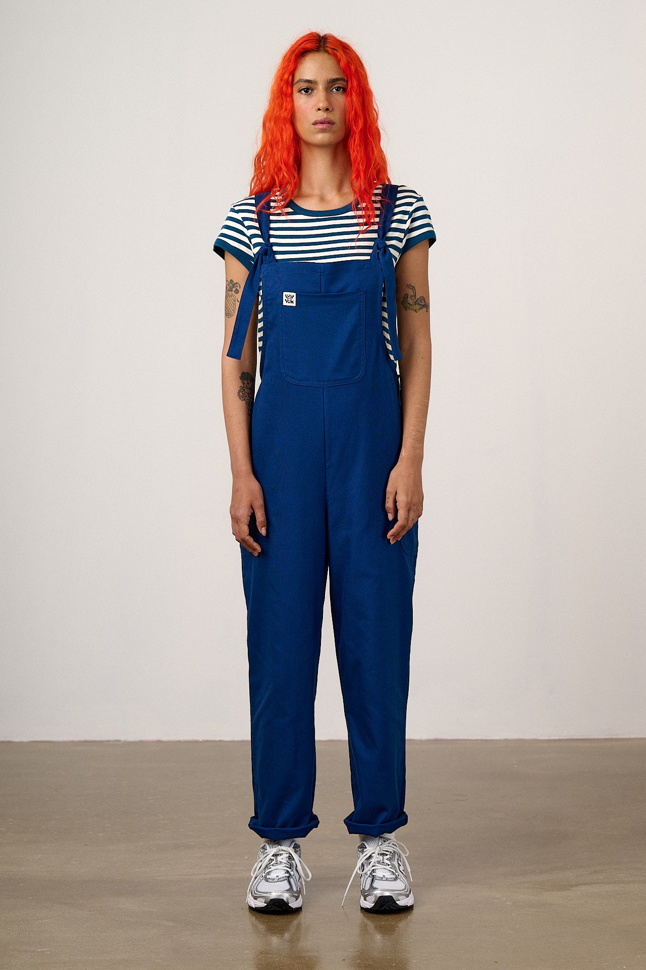 Una - Cotton Dungarees in Navy