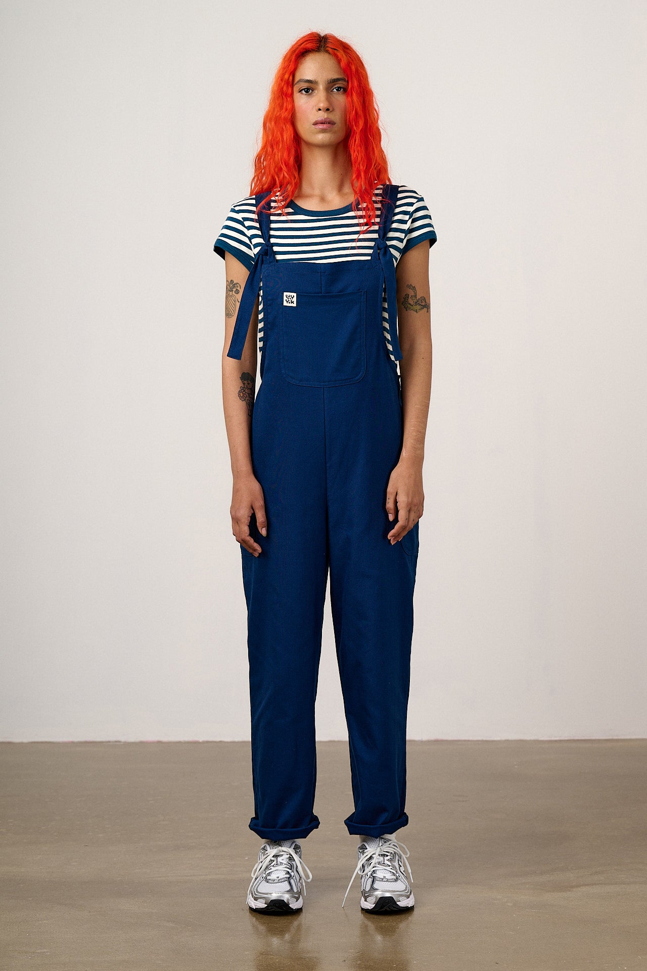 Una - Cotton Dungarees in Navy