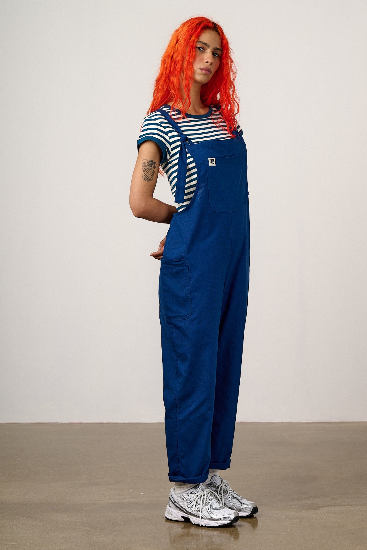 Una - Cotton Dungarees in Navy