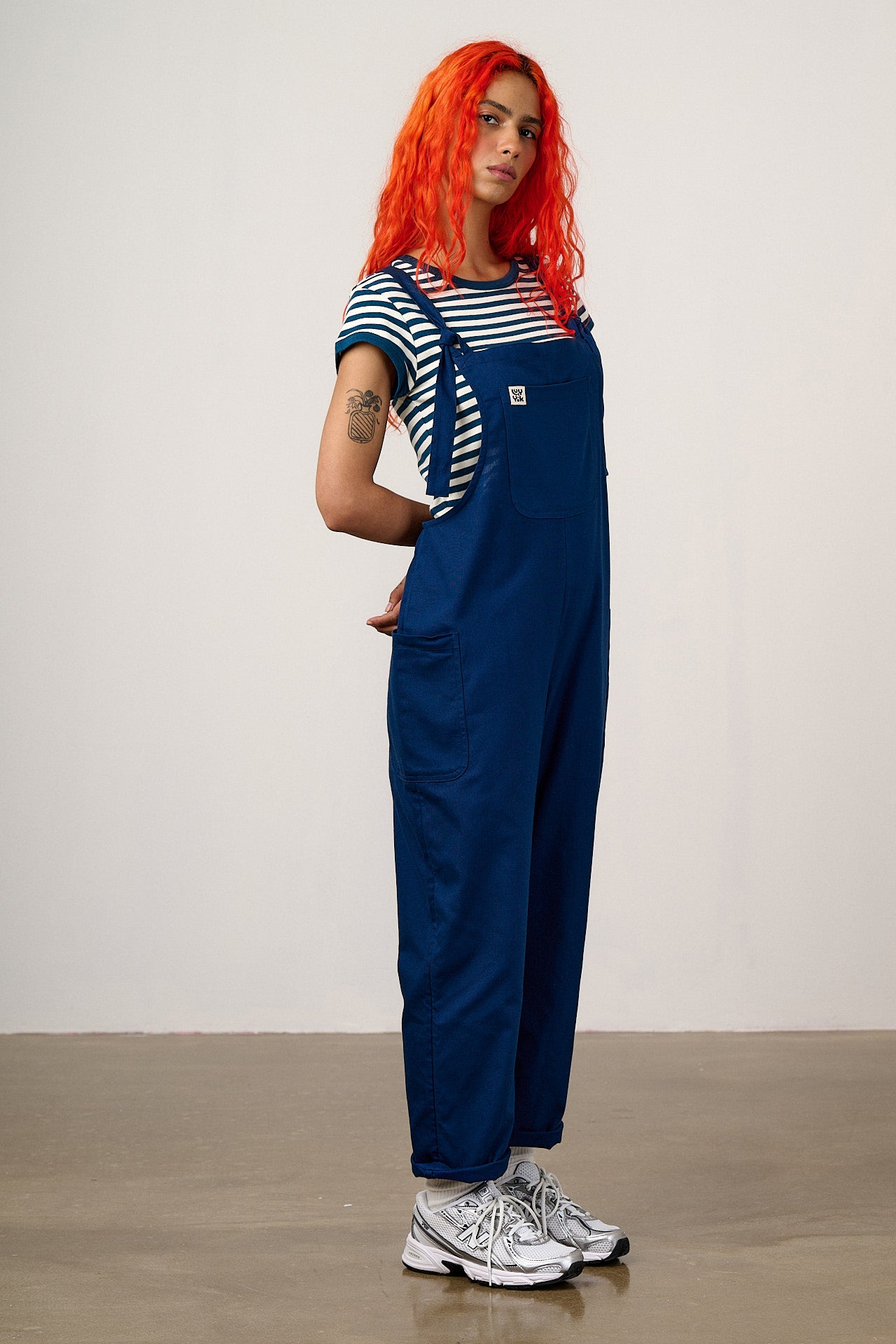 Una - Cotton Dungarees in Navy