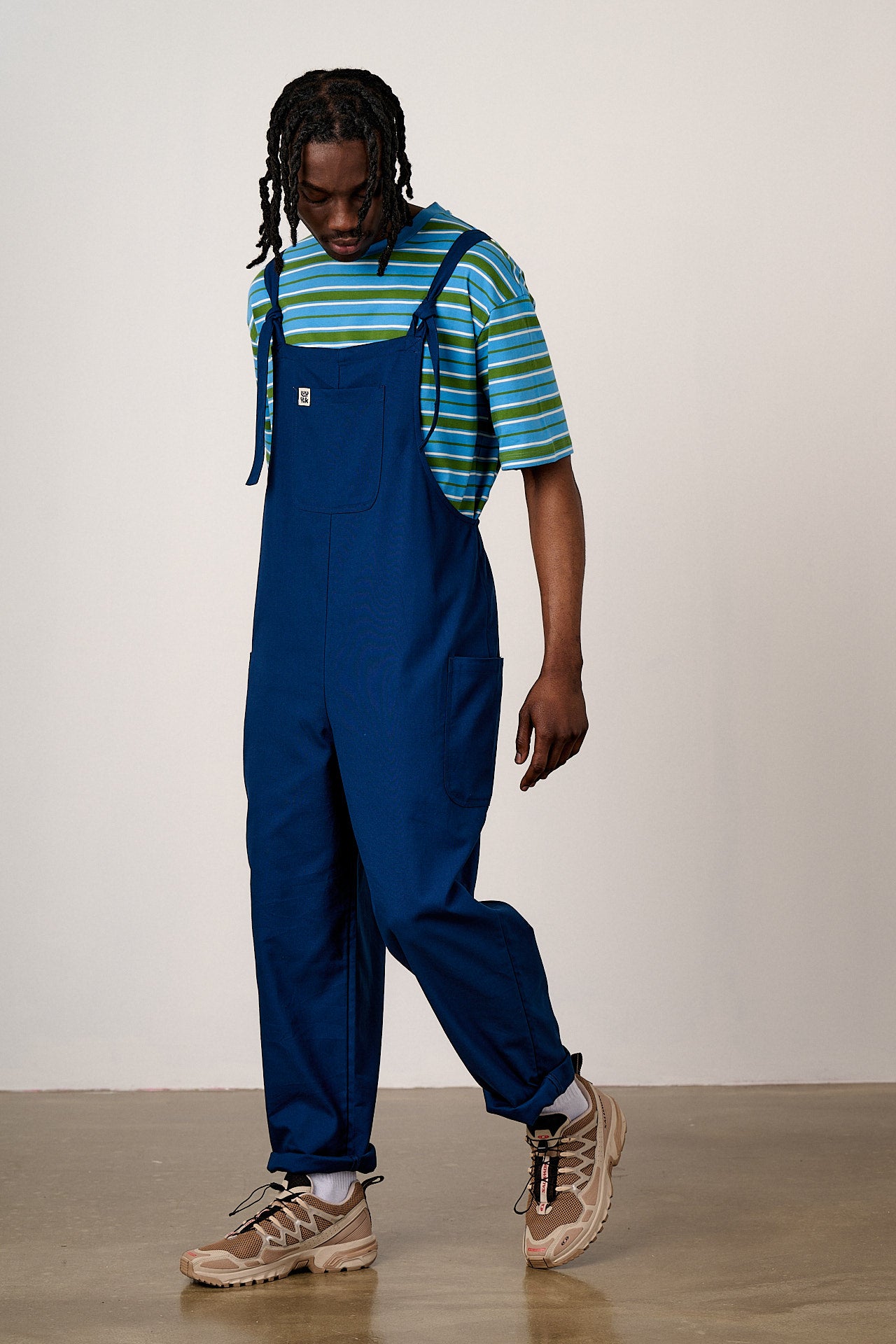 Una - Cotton Dungarees in Navy