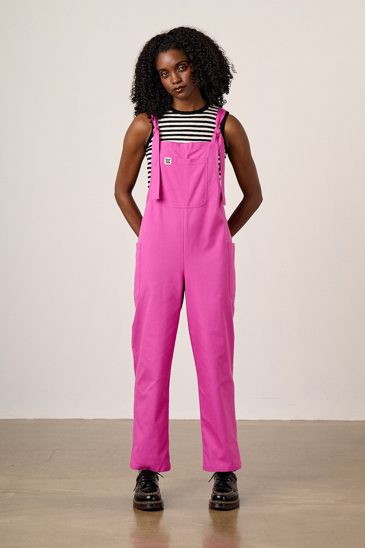 Una - Cotton Dungarees in Pink Orchid