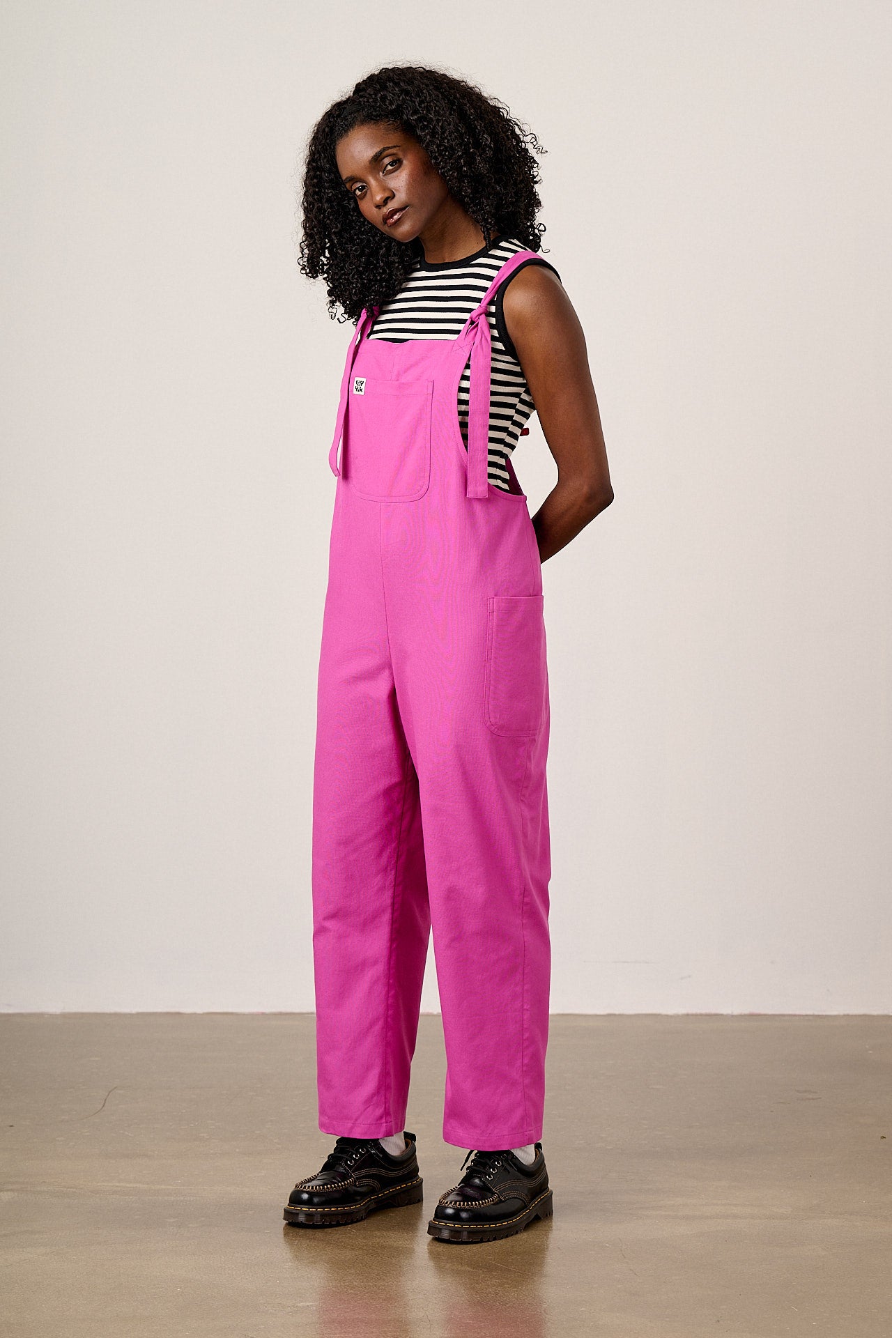 Una - Cotton Dungarees in Pink Orchid