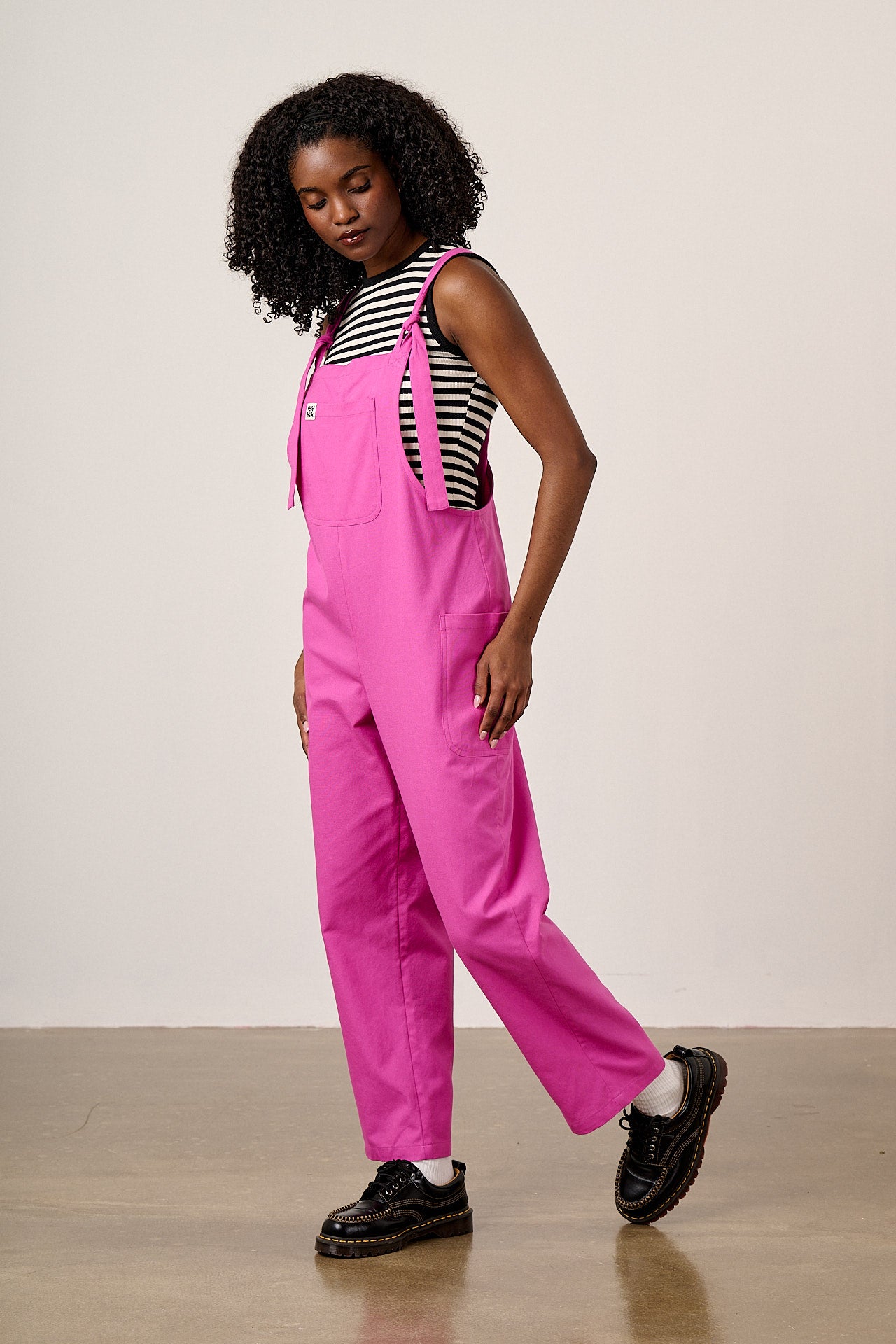 Una - Cotton Dungarees in Pink Orchid