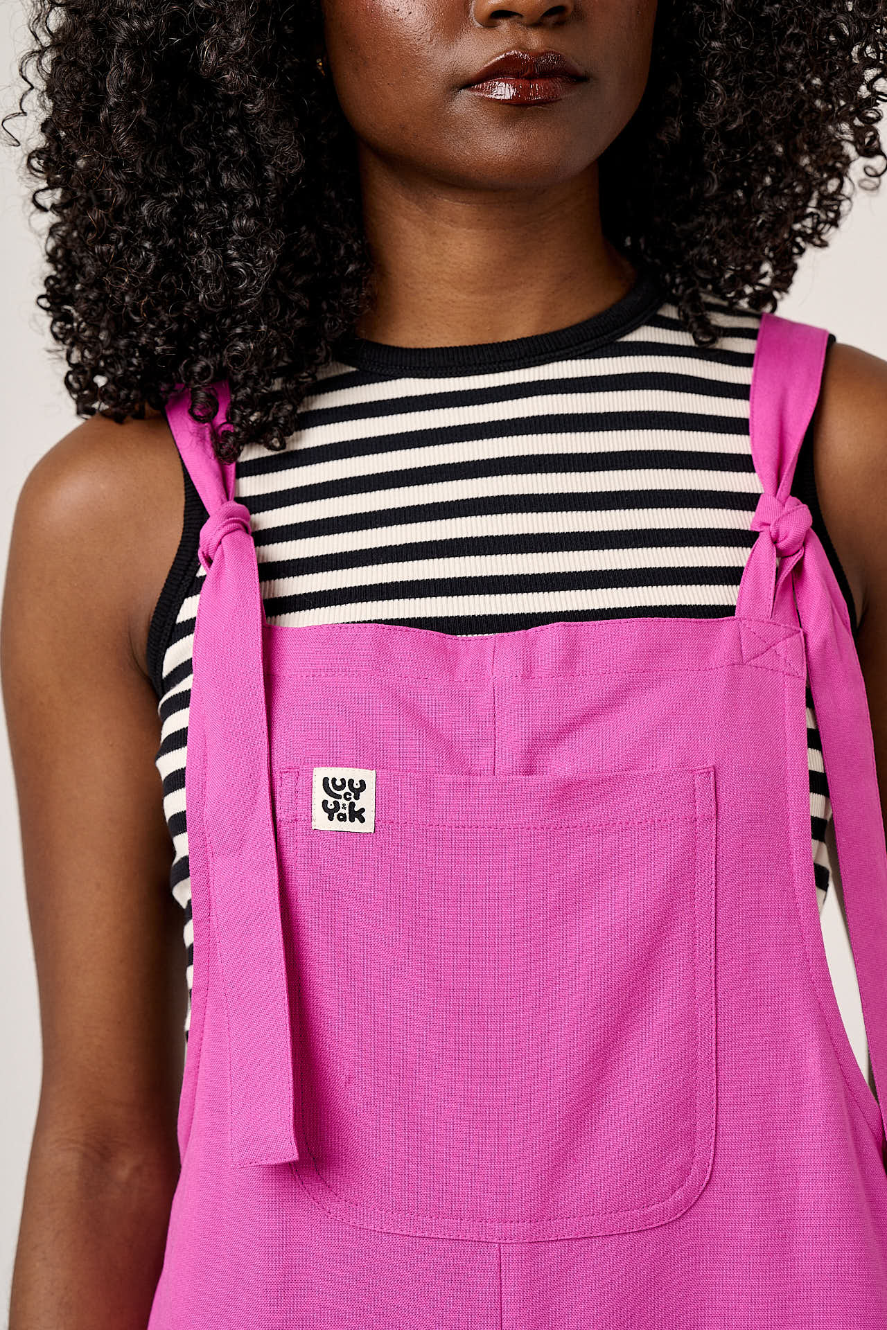 Una - Cotton Dungarees in Pink Orchid