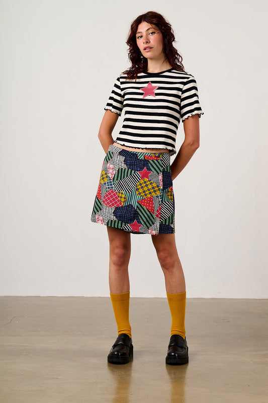 Veeda - Cotton Skort in Star Patchwork
