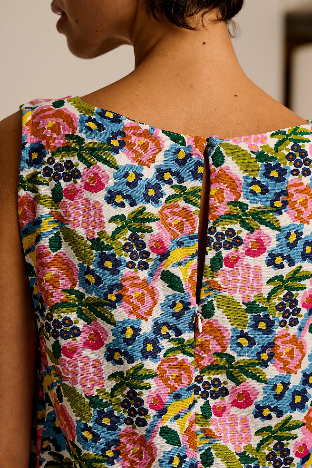 Zadie - Cotton & Viscose Playsuit in Ivory Birdie Floral