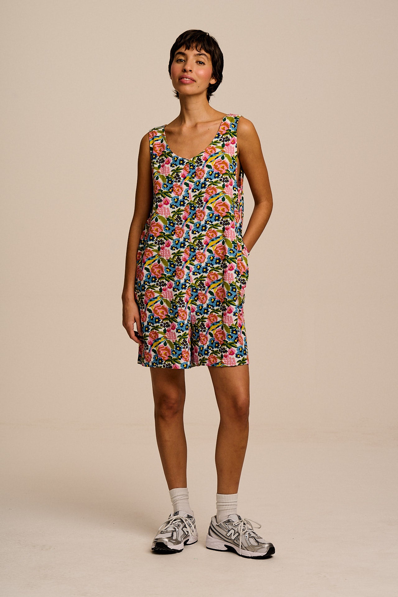 Zadie - Cotton & Viscose Playsuit in Ivory Birdie Floral – Lucy & Yak