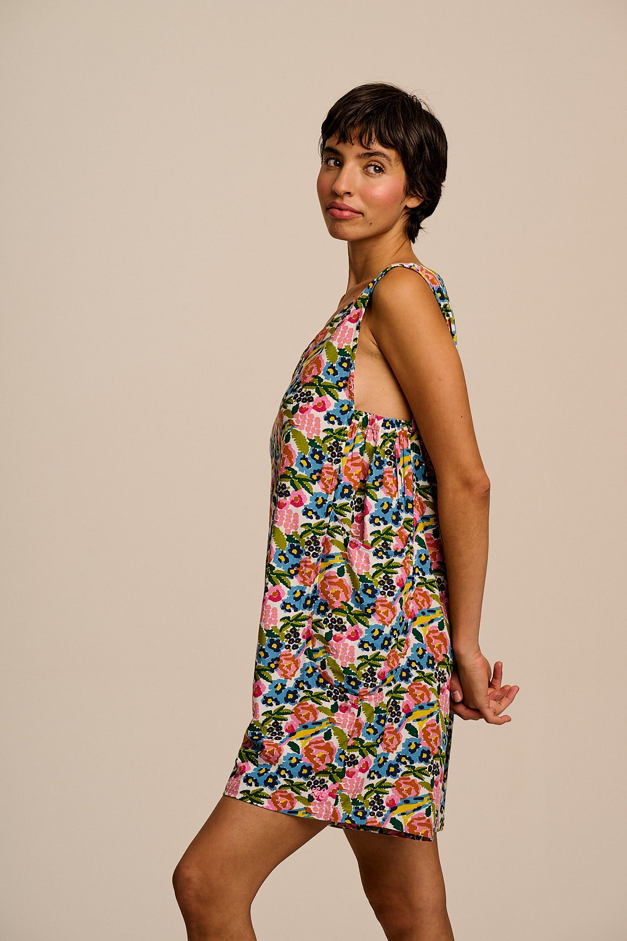 Zadie - Cotton & Viscose Playsuit in Ivory Birdie Floral