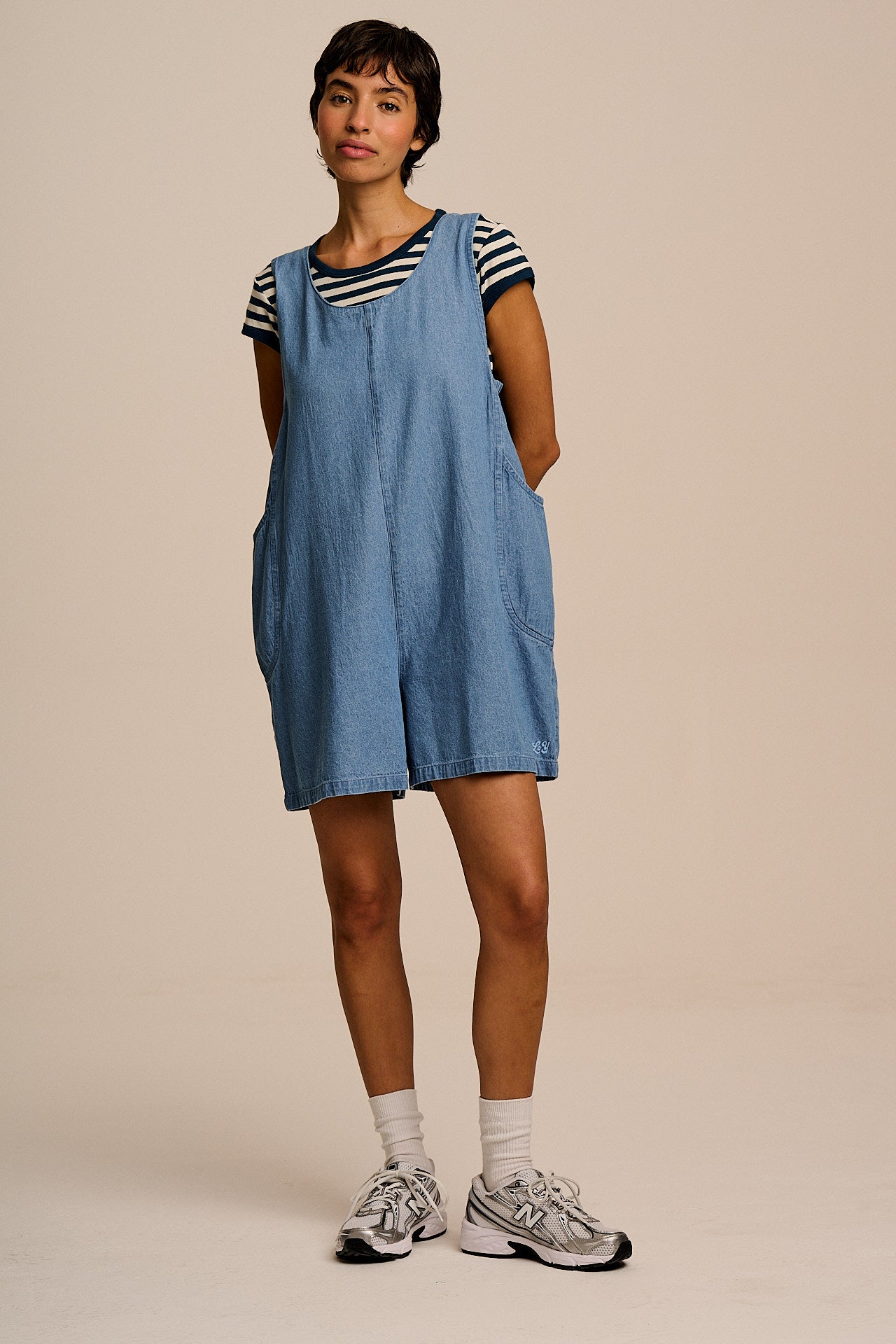 IMPERFECT - Zadie - Cotton Playsuit in Light Blue