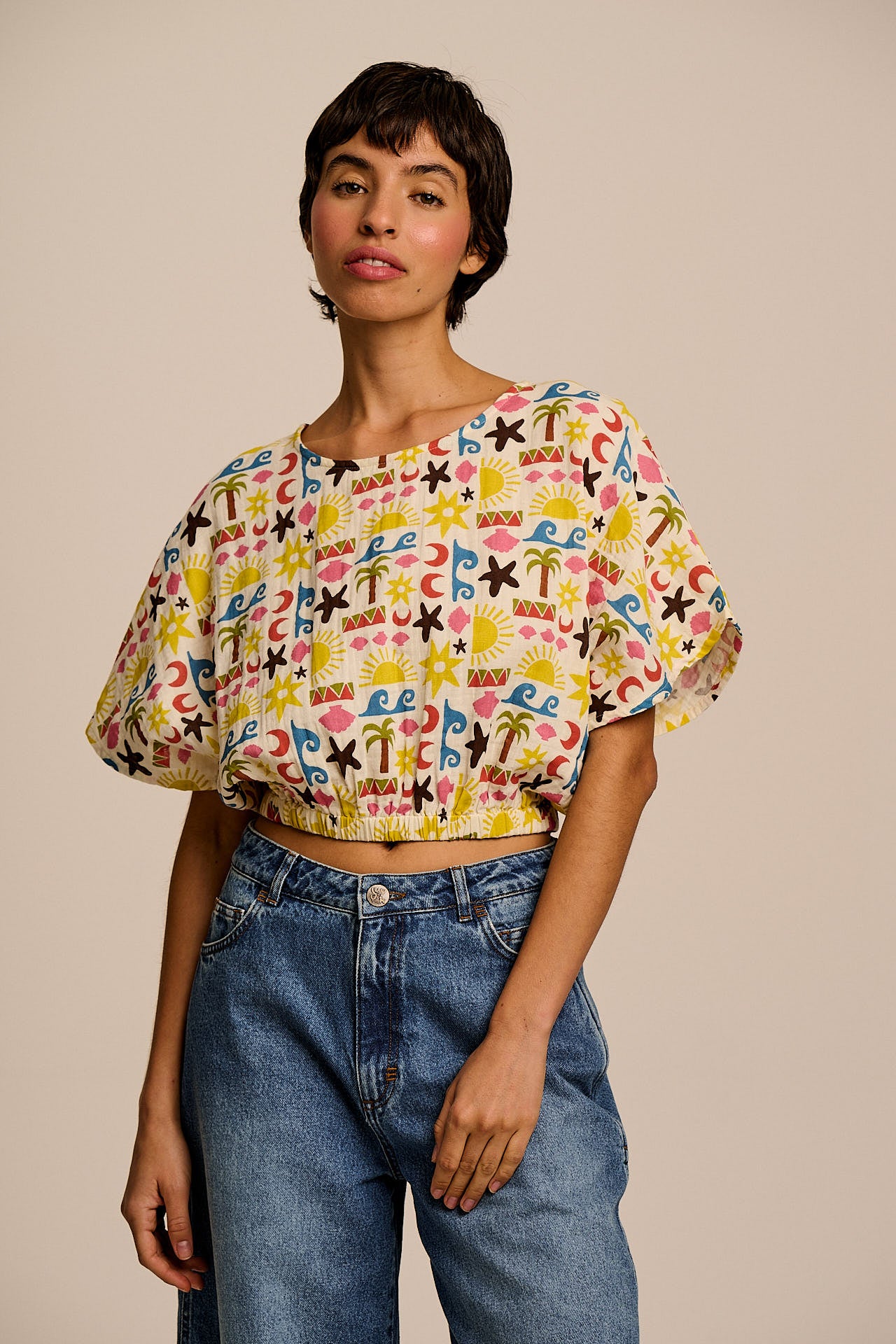 Zamora - Cotton Top in Coastal Beach Tile Print – Lucy & Yak