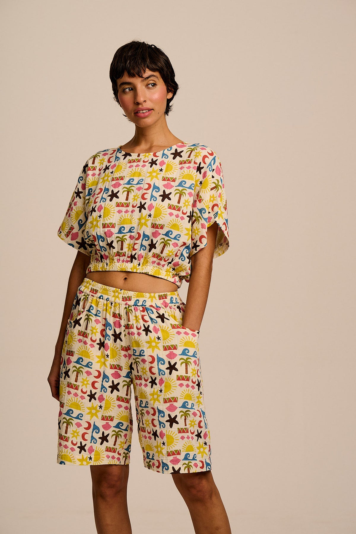 Madero Cotton Shorts Coastal Beach Tile