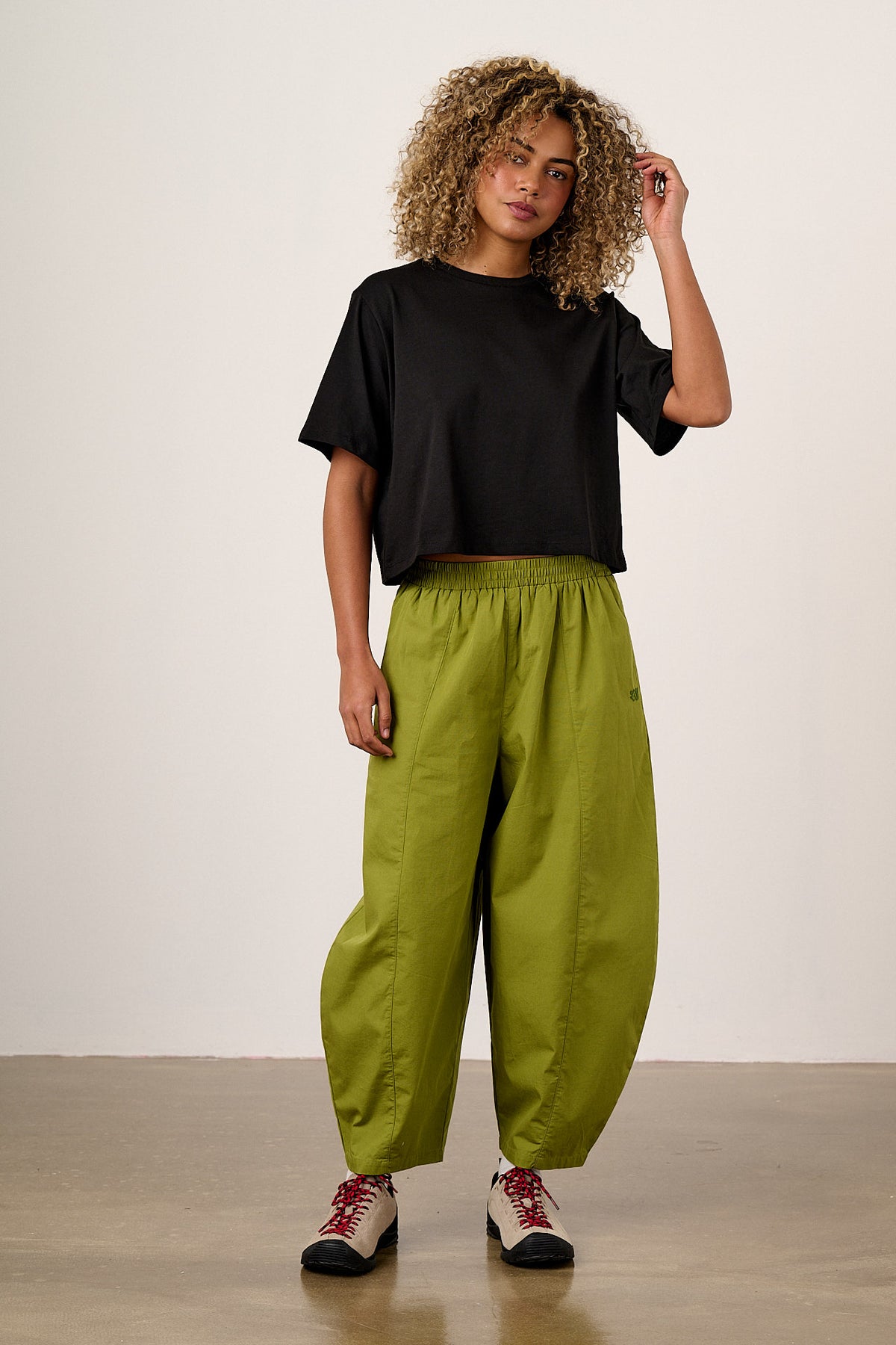 Zayla - Cotton Cropped Boxy T-Shirt in Black
