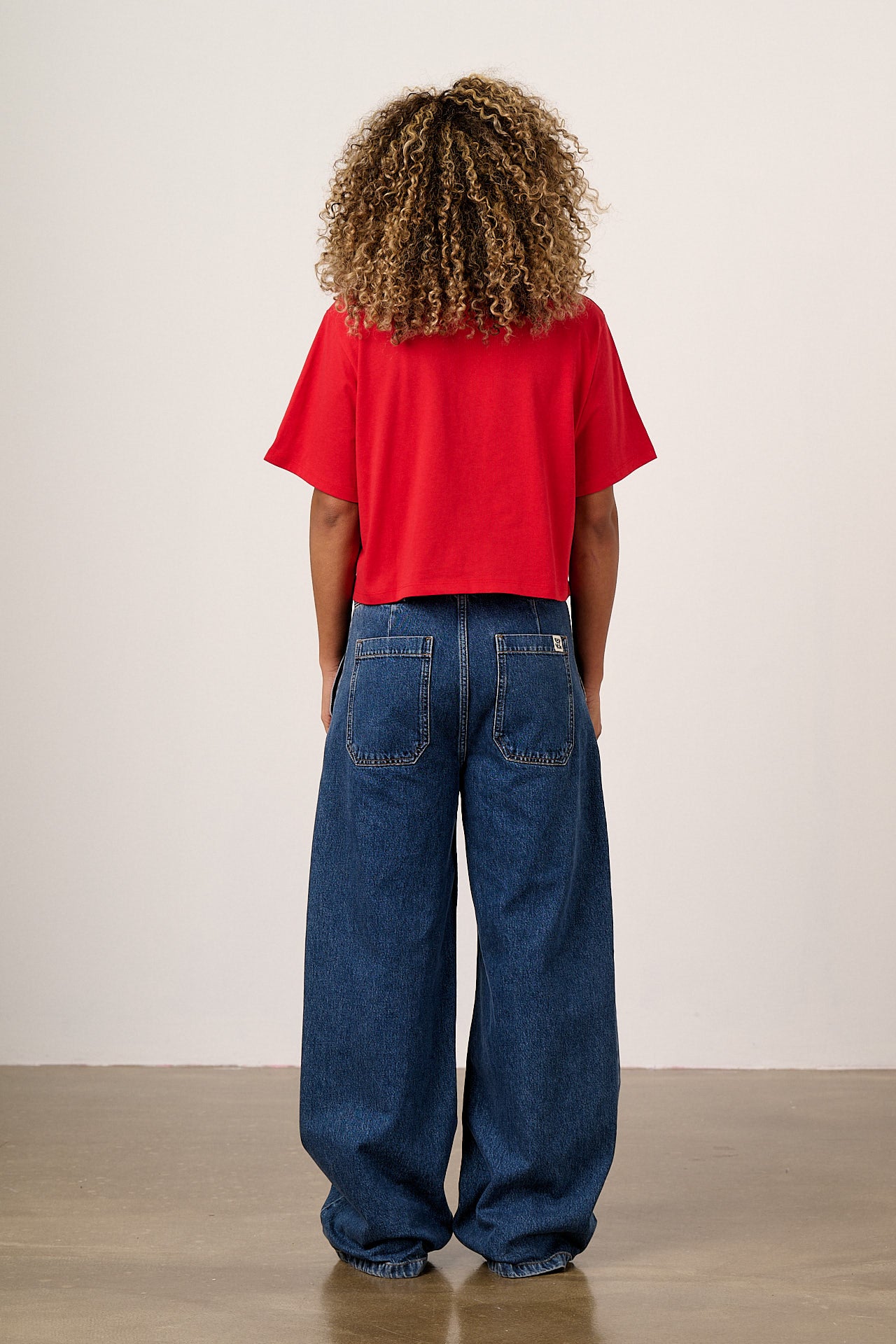 Zayla - Cotton Cropped Boxy T-Shirt in True Red