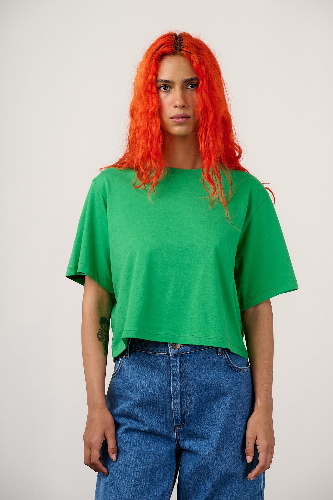 Zayla - Cropped Boxy T-Shirt in Kelly Green