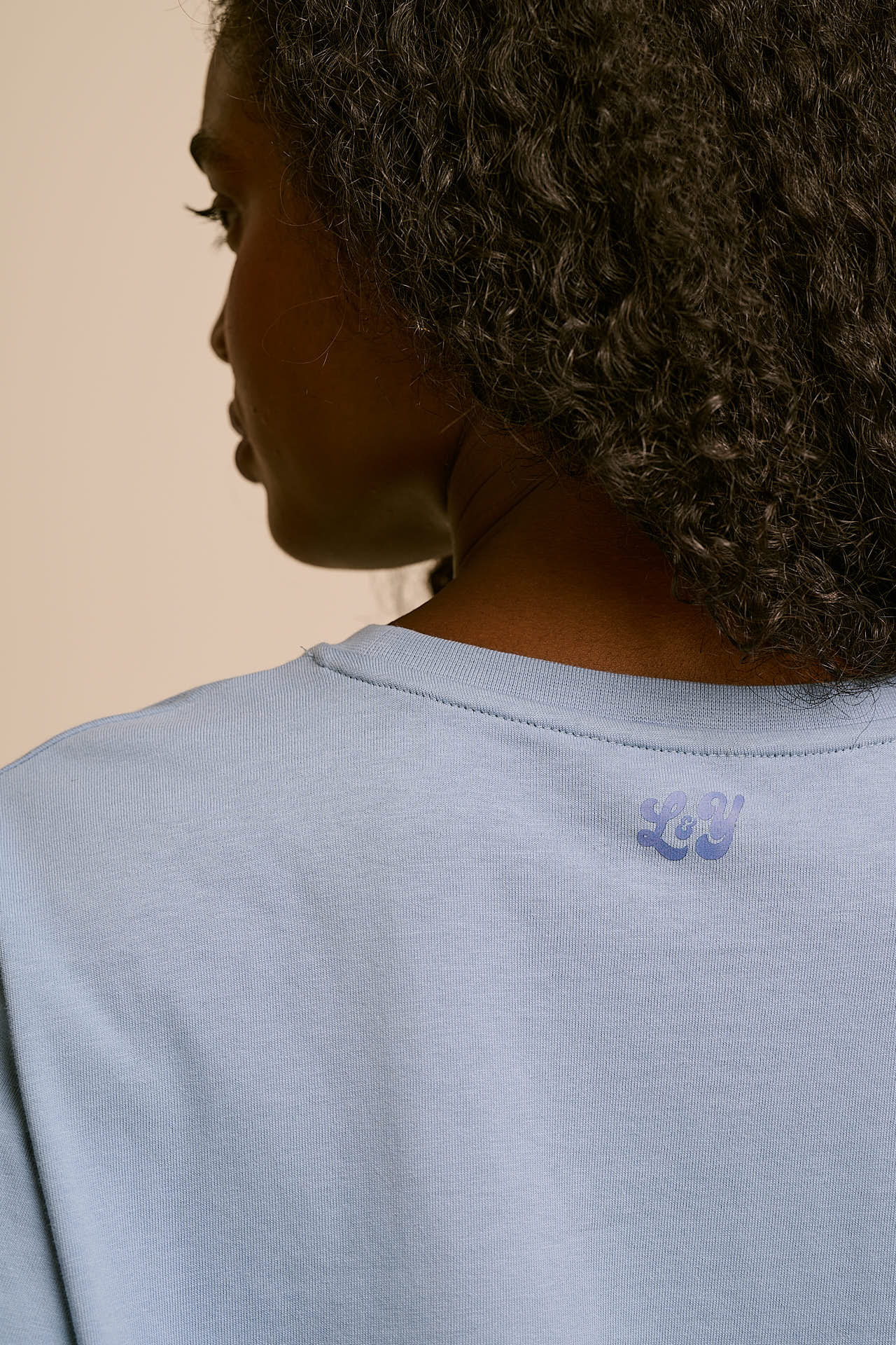 Zayla - Cotton Cropped Boxy T-Shirt in Dusky Blue
