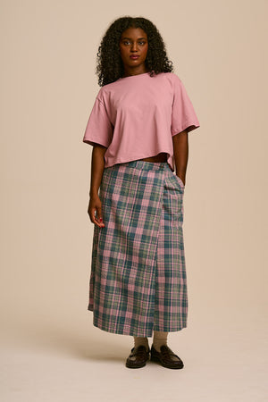 Miley - Cotton Wrap Skirt in Seersucker Palace Check