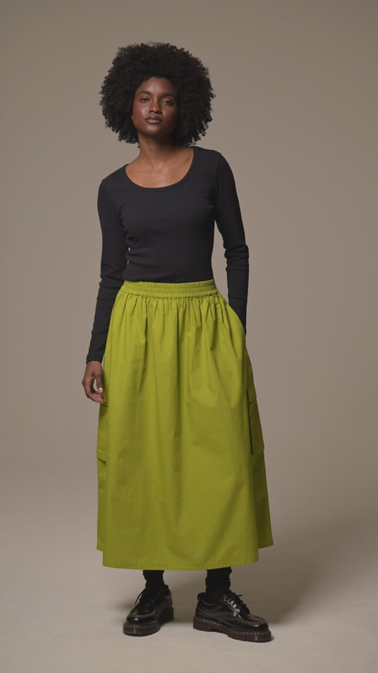 Dakota - Midi Skirt in Lima Bean Green