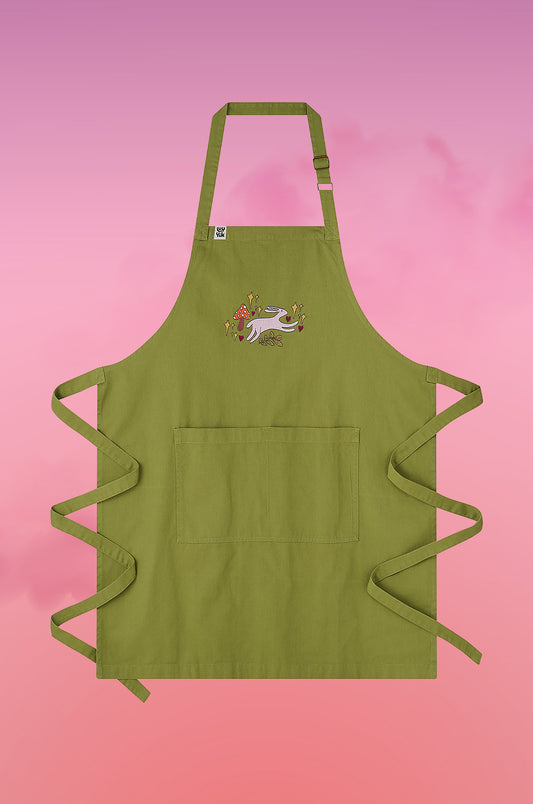 L.E. Amaia - Midweight Cotton Apron with Bunnies Embroidery