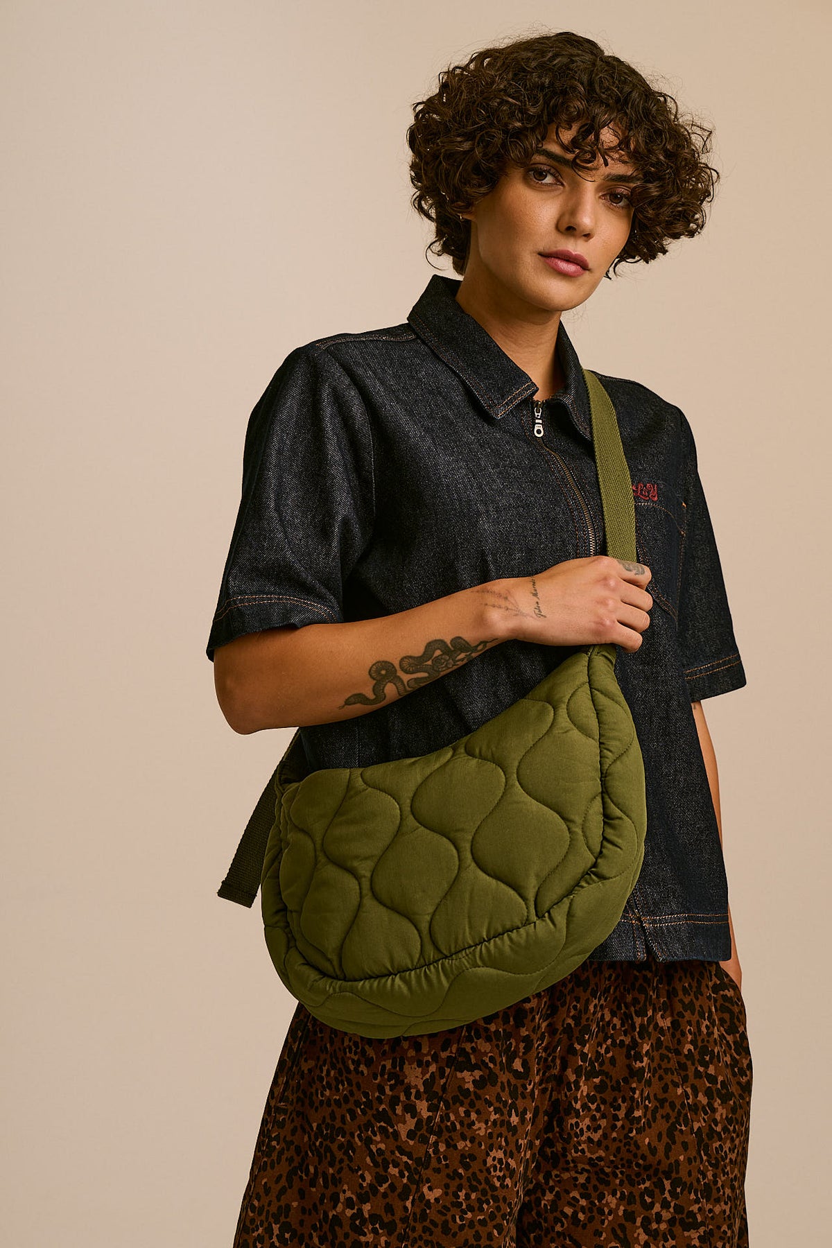 Bryony - Crossbody Quilted Bag in Khaki