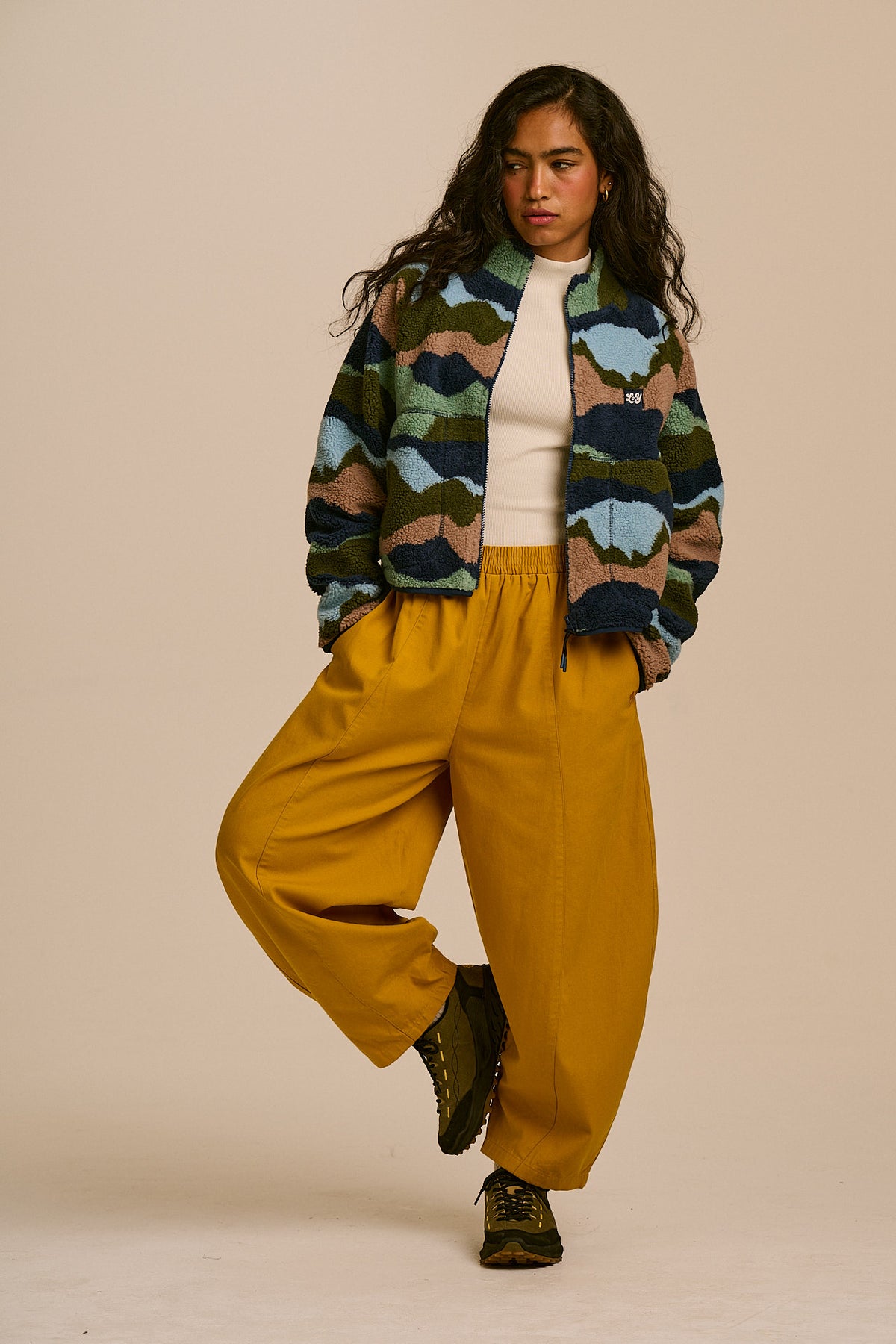 Finley - Borg Fleece Jacket in Earthy Landscape