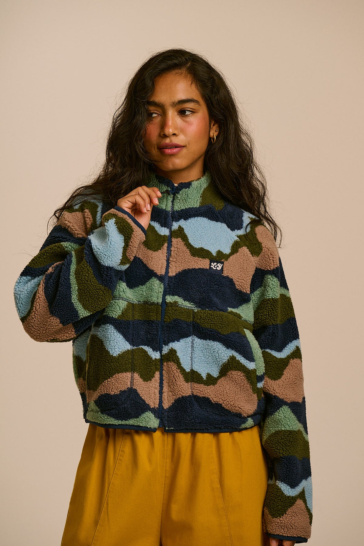 Finley - Borg Fleece Jacket in Earthy Landscape