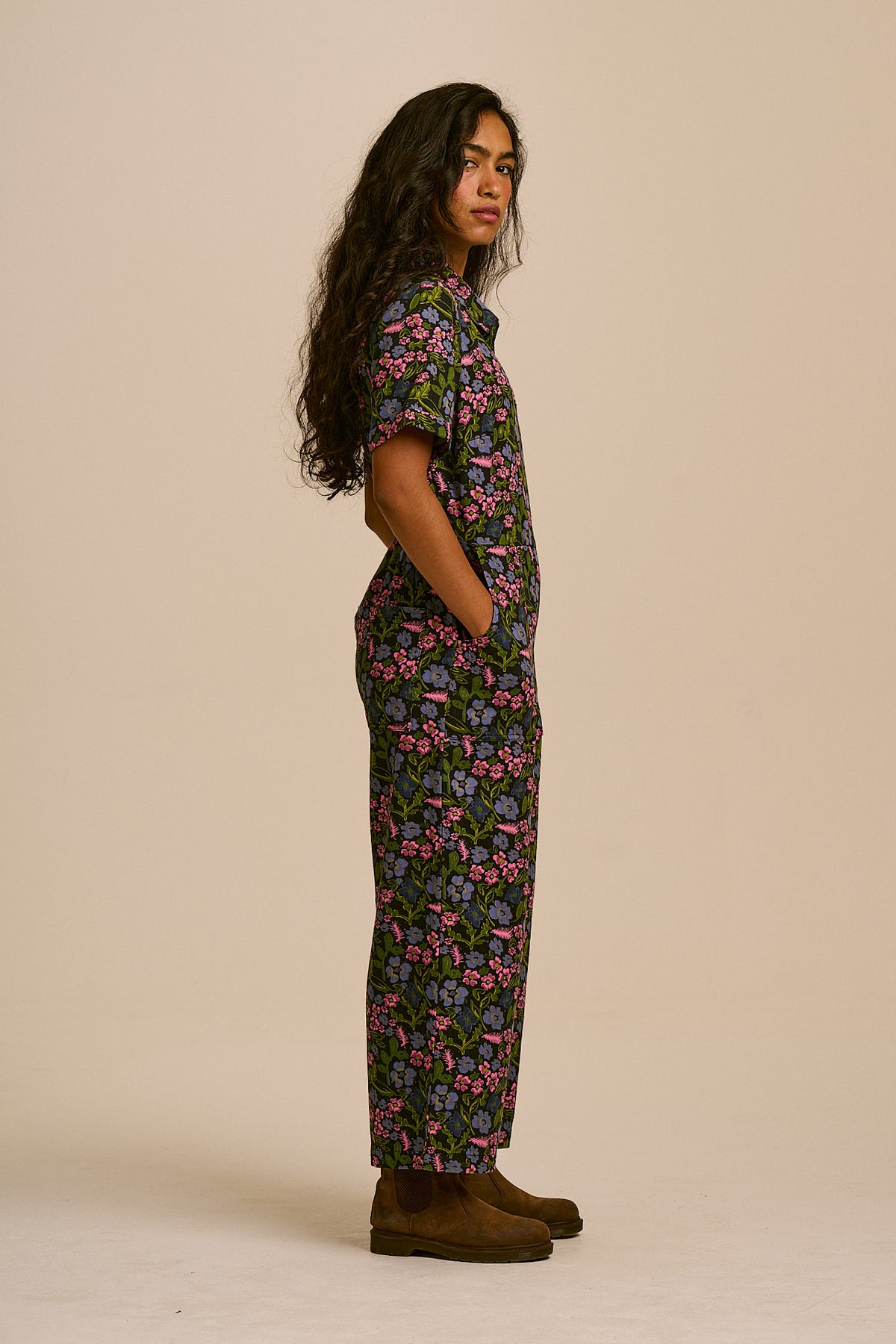 Ragan - Organic Cotton Jumpsuit in Grunge Ditsy Floral