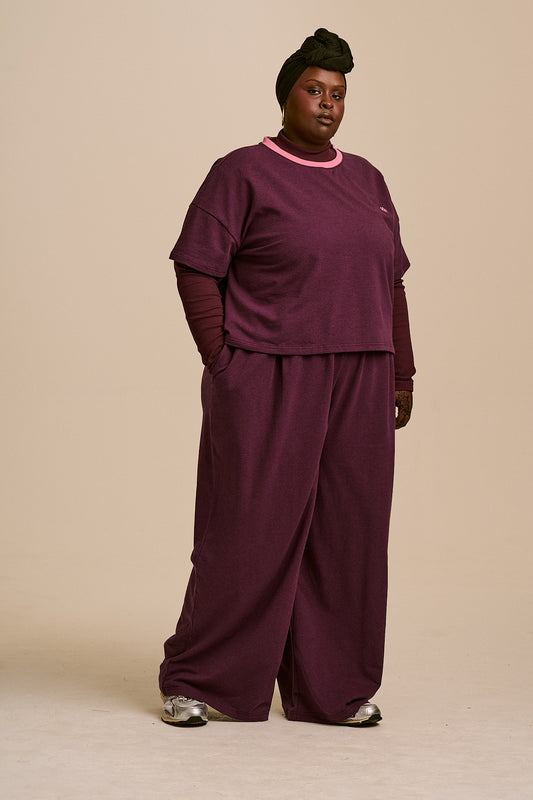 Everlie Oversized T-Shirt - Organic Cotton in Burgundy