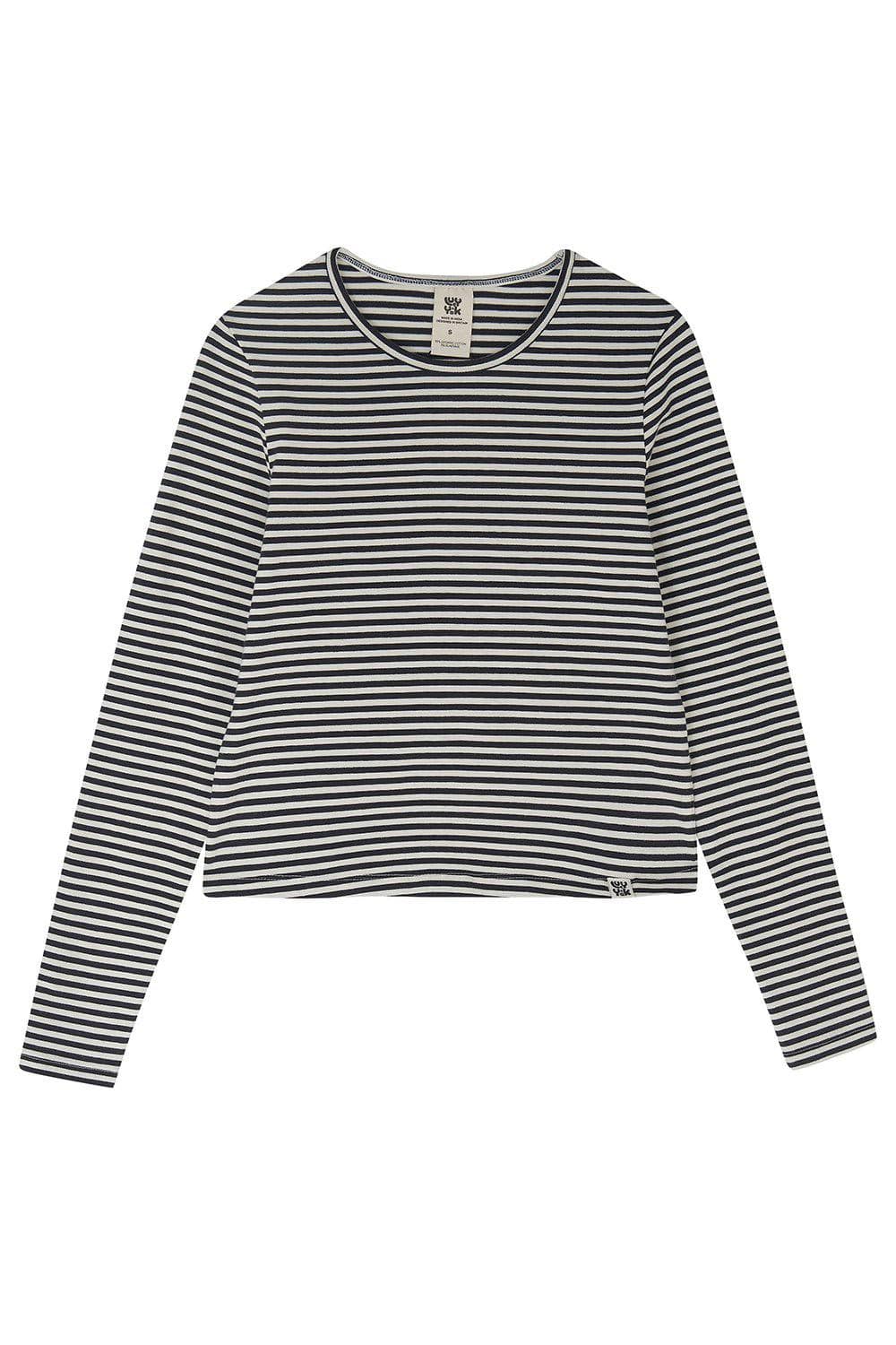 Lucy & Yak Tops Rey Long Sleeve Tee: ORGANIC COTTON - Black & White Stripe