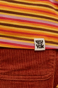 Rey Long Sleeve Tee: ORGANIC COTTON - Red, Brown, & Yellow Stripe