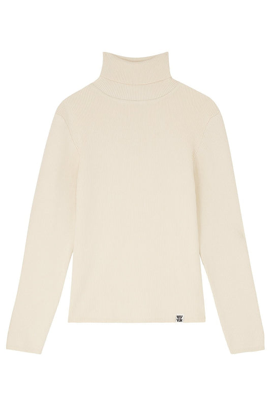 Lucy & Yak Tops Aiden Roll neck Top: ORGANIC COTTON KNIT - Pearl