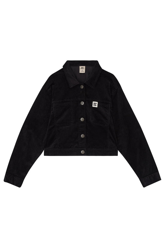 Roxy Cropped Jacket: ORGANIC CORDUROY - Black – Lucy & Yak