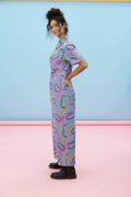Lucy & Yak Boilersuit Ragan Organic Cotton Boilersuit in Purple Jemma Print