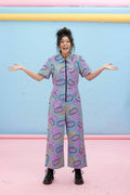 Lucy & Yak Boilersuit Ragan Organic Cotton Boilersuit in Purple Jemma Print
