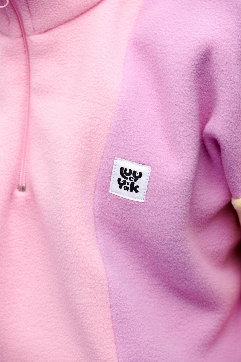 Lucy & Yak Fleeces Blake Recycled Polyester Fleece in Pastel Pink & Yellow