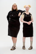 Lucy & Yak Dress Freyja Organic Corduroy Midi Dress in Charcoal Black