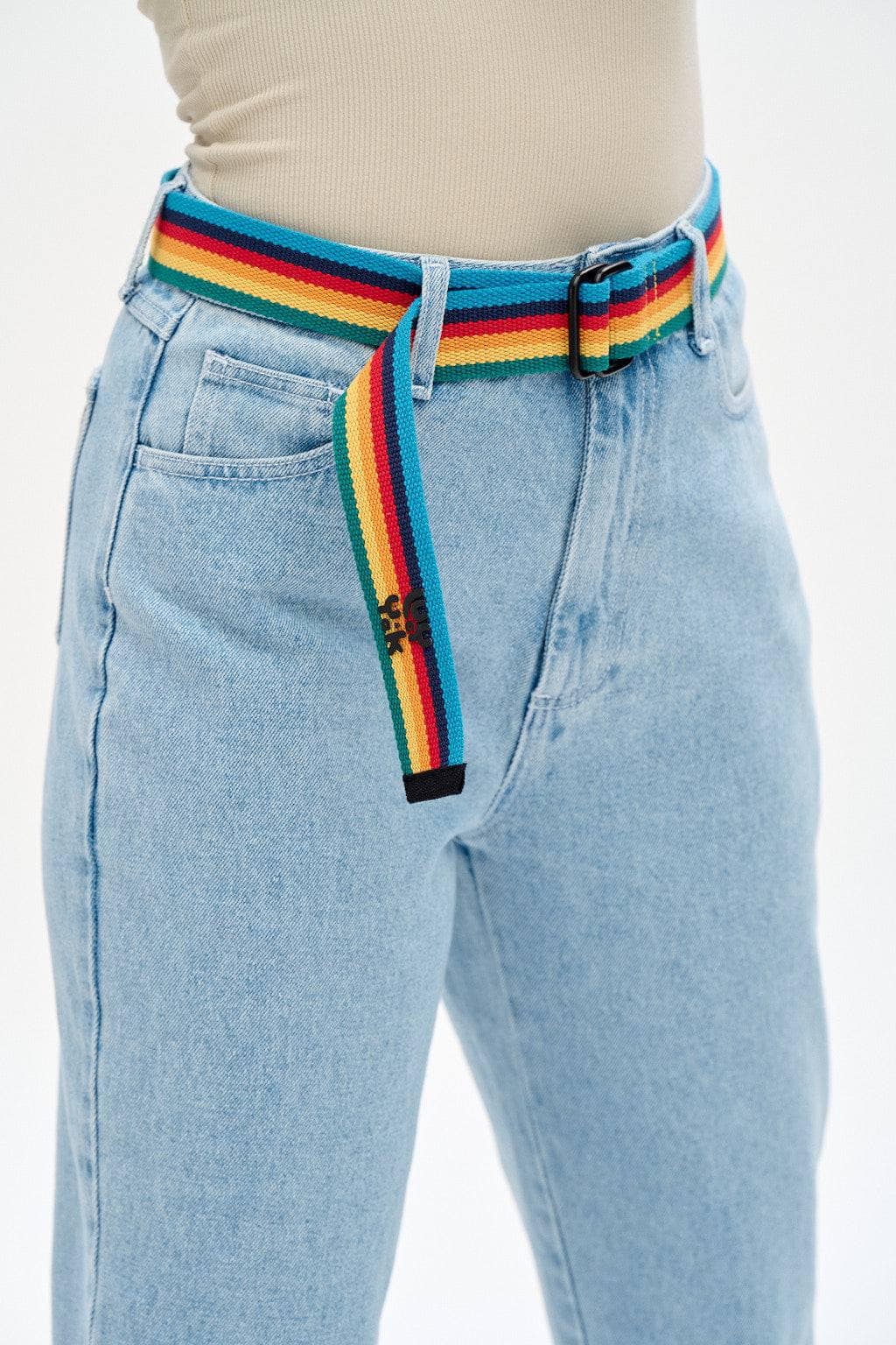 Lucy & Yak Belt Flynn Belt: ORGANIC WEBBING - Rainbow Stripe - New SKU for SS22