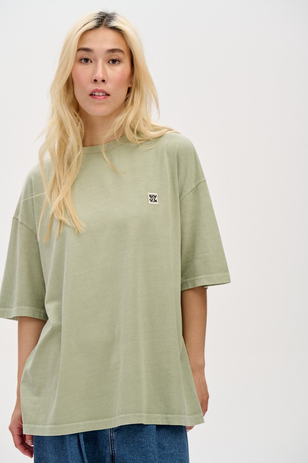 Lucy & Yak Tops Benny Tee: ORGANIC COTTON EARTH PIGMENT- Stone Green