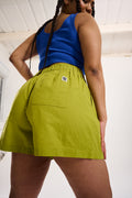 Jessie Shorts: ORGANIC COTTON & LINEN - Chartreuse Green