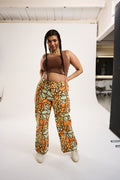 Delores Wide Leg Jeans: ORGANIC TWILL - Golden Hour Print