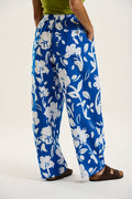 Freddie Trousers: ORGANIC COTTON & LINEN - Blue Bloom