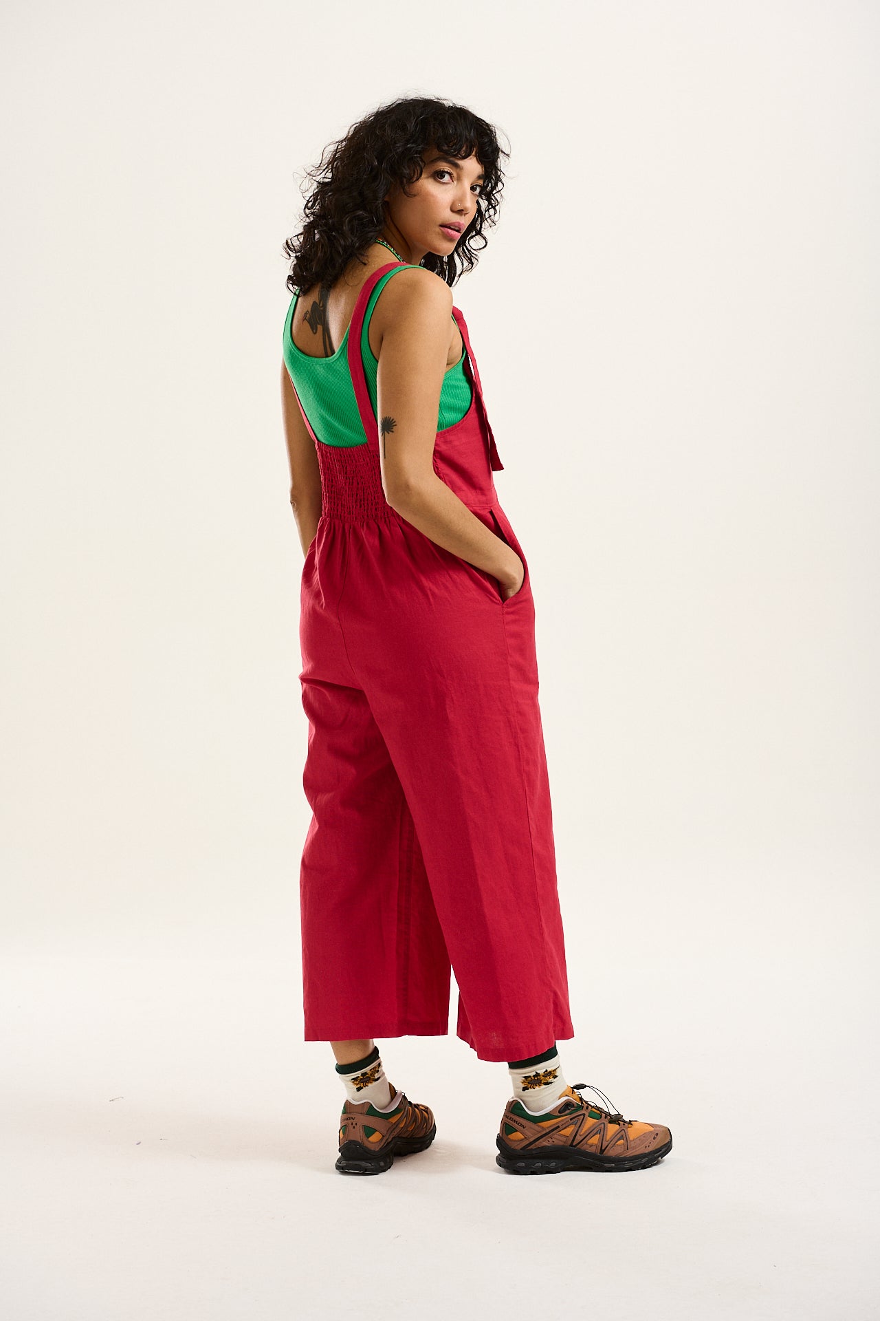 Emmy Dungaree: ORGANIC COTTON & LINEN - Earth Red