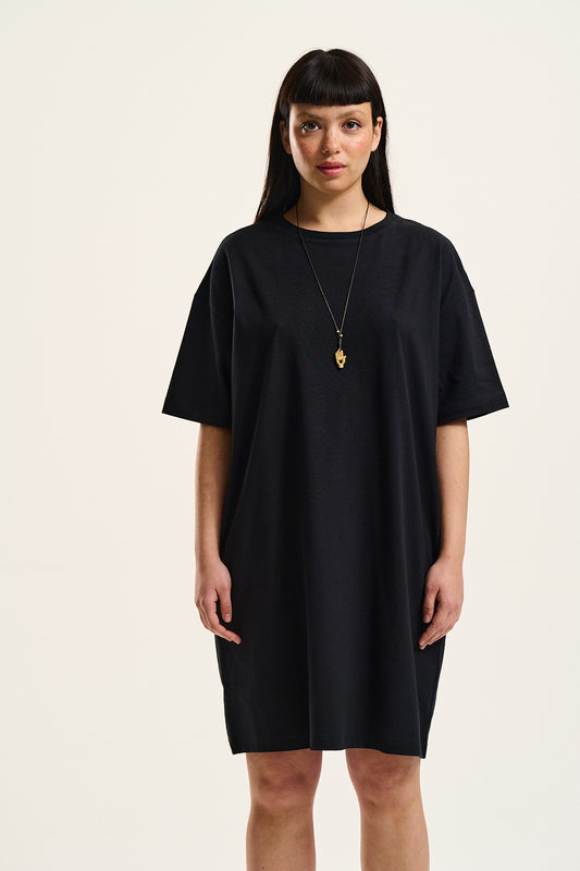 Lacey T-Shirt Dress: ORGANIC COTTON - Black