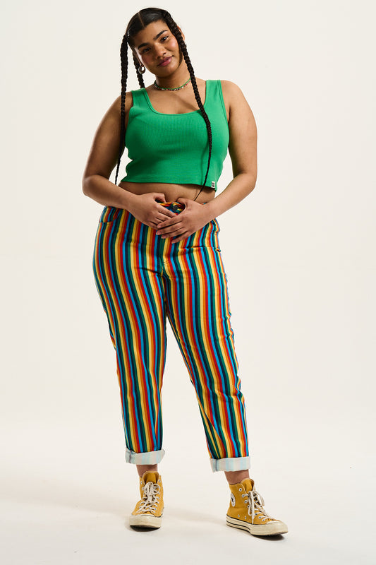 Dana Mom Jeans: ORGANIC TWILL - Rainbow Stripe