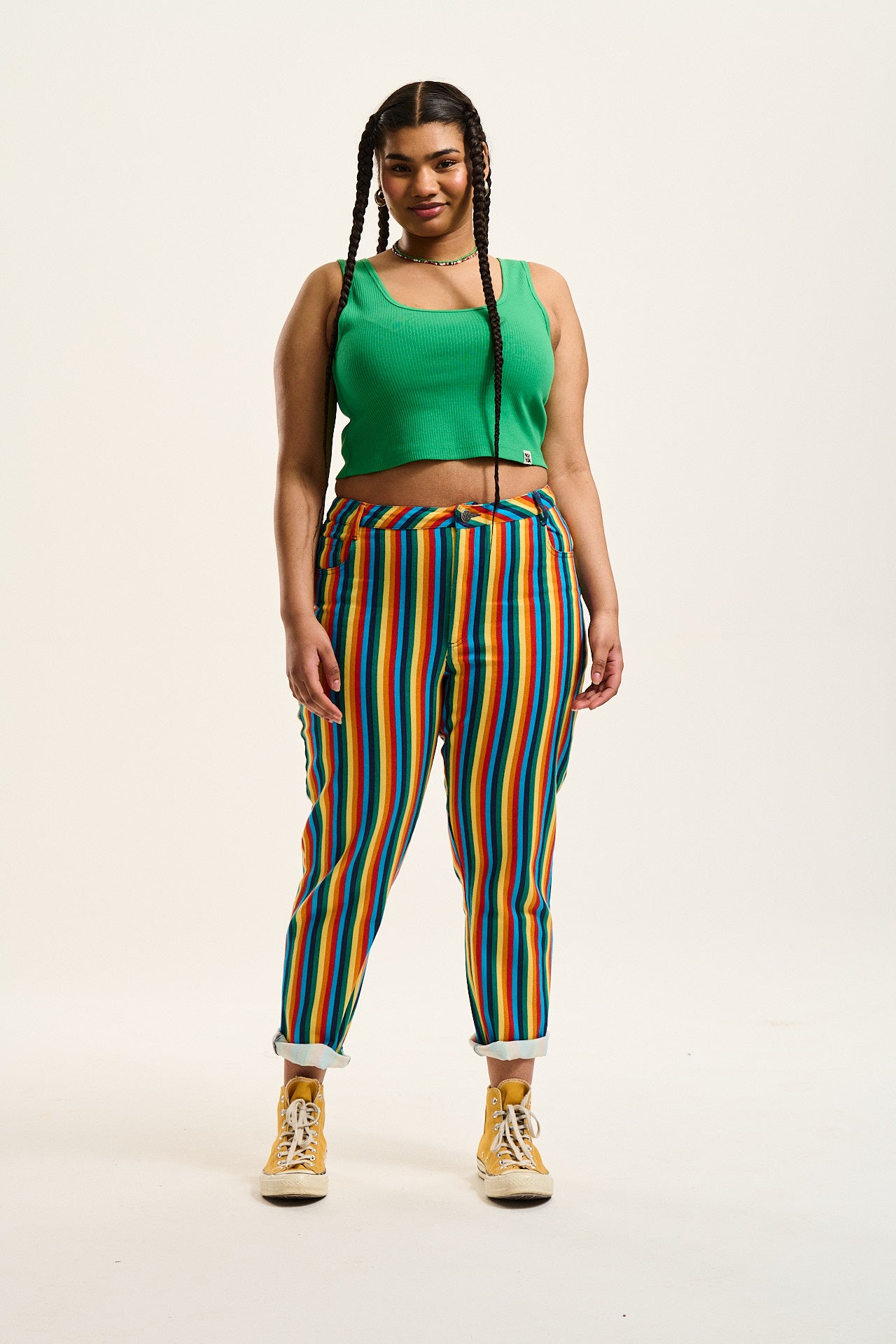 Dana Mom Jeans: ORGANIC TWILL - Rainbow Stripe – Lucy & Yak