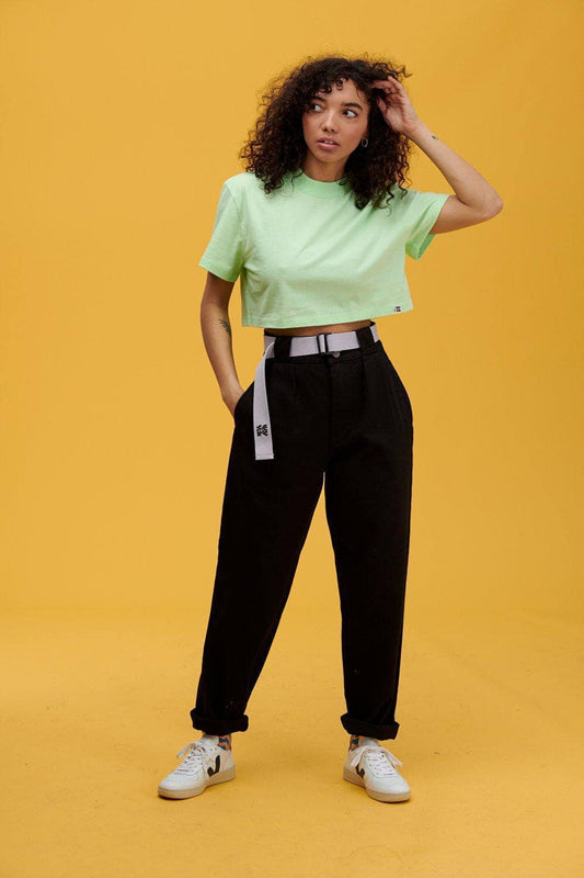 Lucy & Yak trousers 'Addison' High Waisted Organic Cotton Twill Trousers in Black