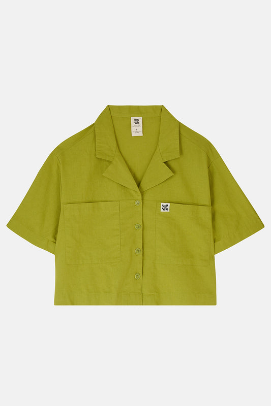 Alfie Shirt: ORGANIC COTTON & LINEN - Chartreuse Green